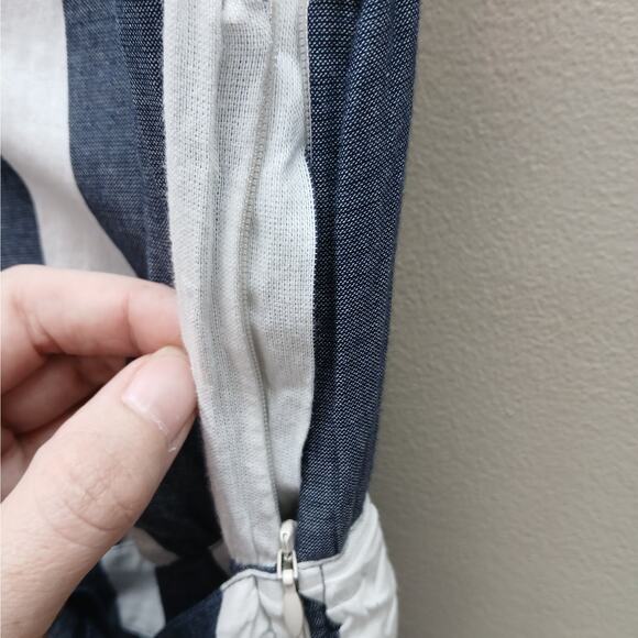 Roxy Jumpsuit with Belt Striped Wide Leg Blue & White Size XS Vacation Beach - Picture 9 of 14